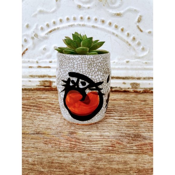 Vintage Japanese Raku Crackle Glaze Cup - Picture 7 of 9